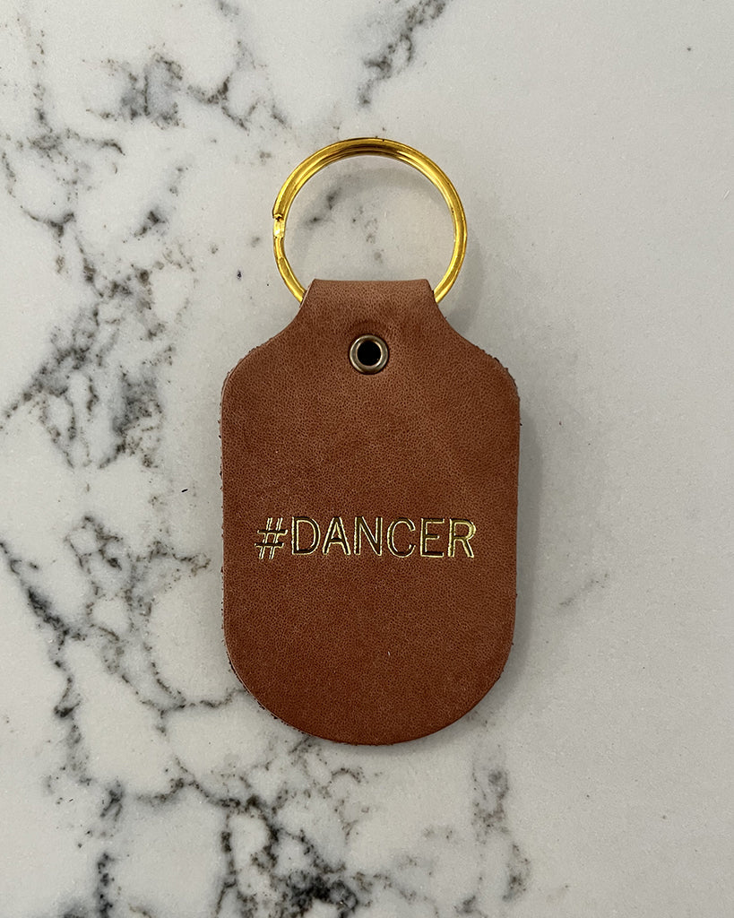 Hand &amp; Sew Dancewear Centre Recycled Leather Keychain - Dancer - Brown