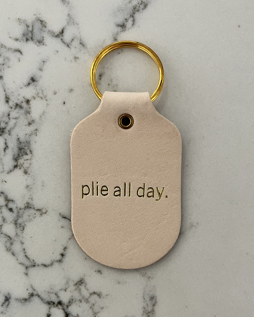 Hand &amp; Sew Dancewear Centre Recycled Leather Keychain - Plie All Day - Natural