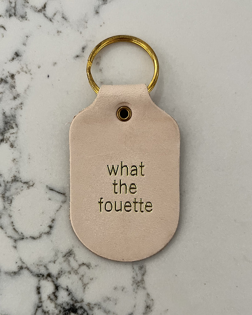 Hand &amp; Sew Dancewear Centre Recycled Leather Keychain - What the Fouette - Natural