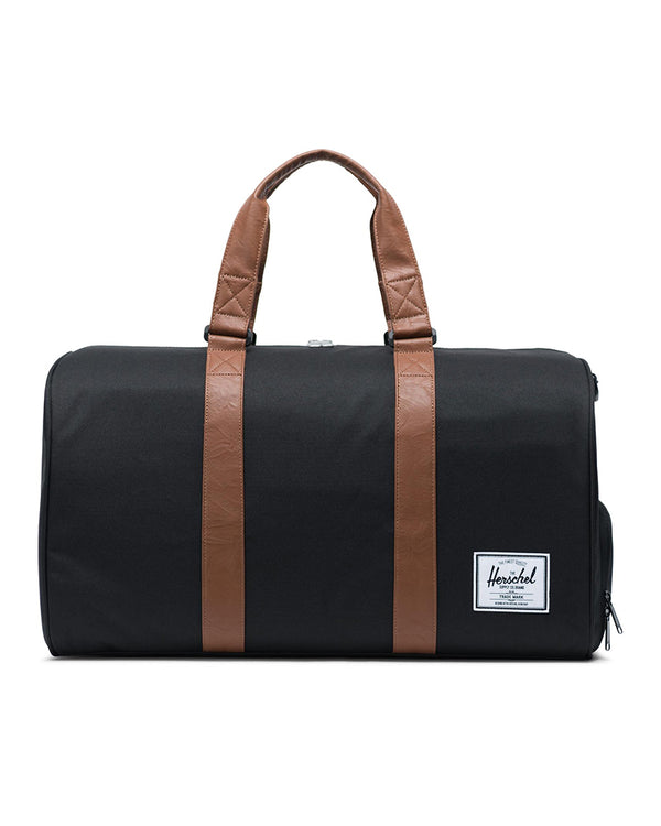 Herschel Supply Co Novel Duffle Bag - Black/ Tan Synthetic Leather ...