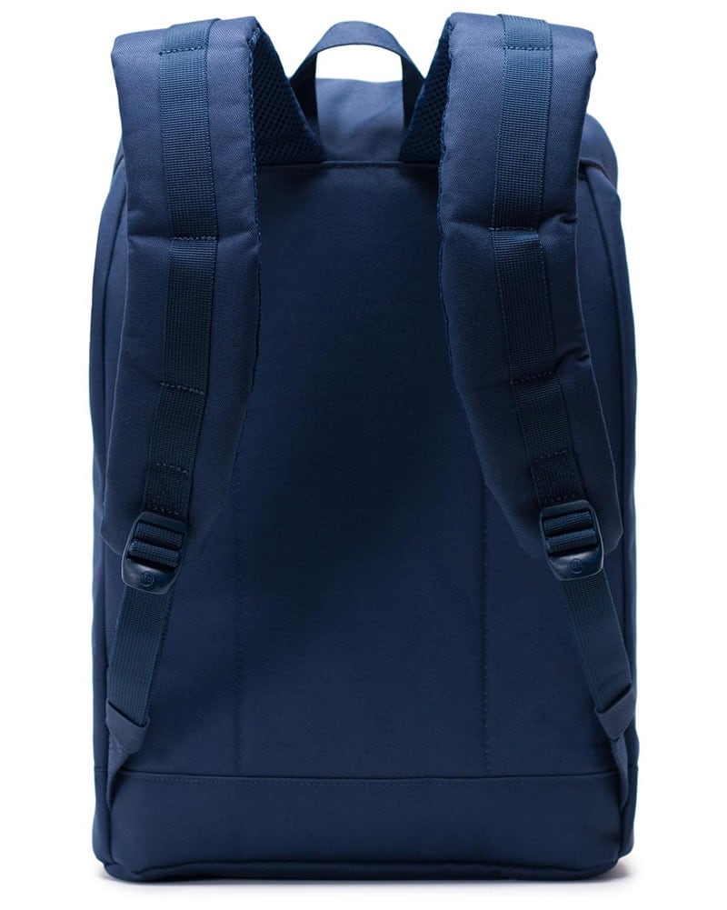 Navy and tan backpack top