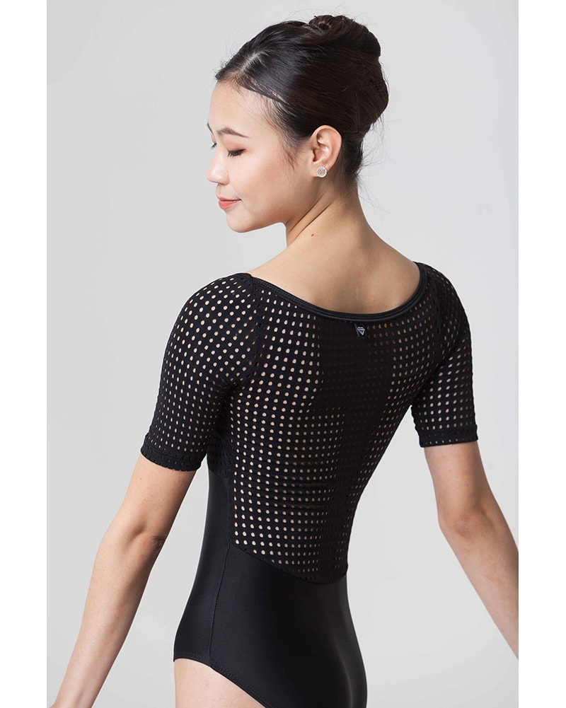 Jule Dancewear Marquise Dot Mesh 1/2 Sleeve Leotard - Womens - Black/Black - Dancewear - Bodysuits &amp; Leotards - Dancewear Centre Canada