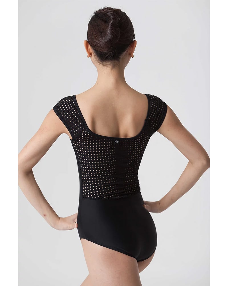 Jule Dancewear Cabochon Dot Mesh Short Sleeve Leotard - Womens - Black - Dancewear - Bodysuits & Leotards - Dancewear Centre Canada