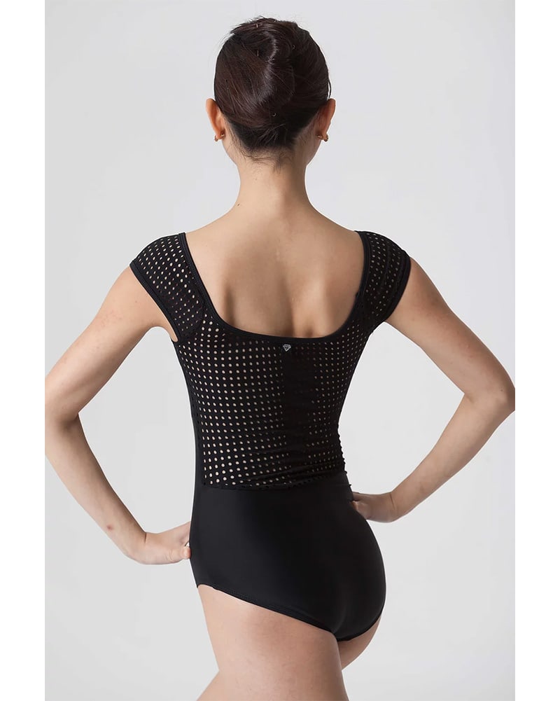 Jule Dancewear Cabochon Dot Mesh Short Sleeve Leotard - Womens - Black - Dancewear - Bodysuits &amp; Leotards - Dancewear Centre Canada