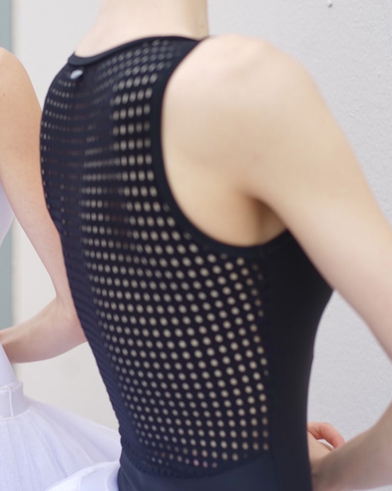 Jule Dancewear Pendeloque Dot Mesh Zip Front Tank Leotard - Womens - Black - Dancewear - Bodysuits & Leotards - Dancewear Centre Canada
