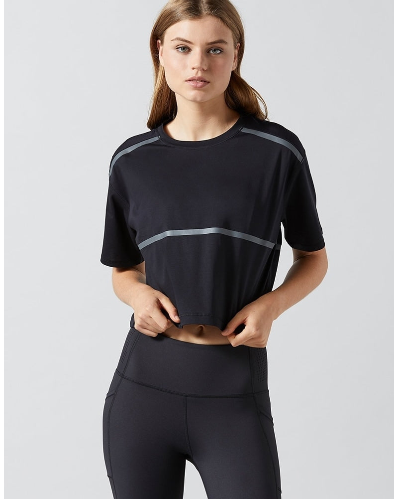 Lilybod Yvette Crop Tech Tee - Womens - Graphite Black - Activewear - Tops - Dancewear Centre Canada