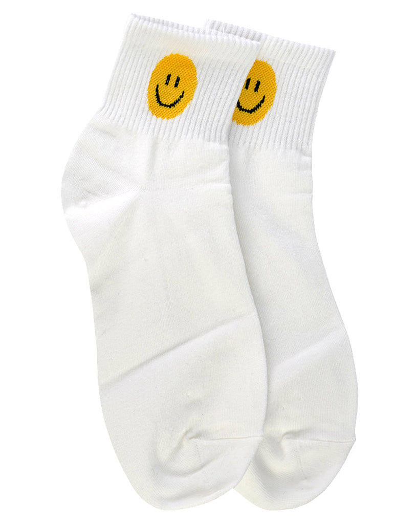 LimLim Crew Smiley Socks - P4576S - White - Accessories - Dance Gifts - Dancewear Centre Canada