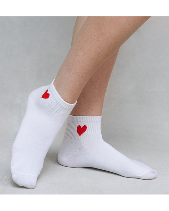 LimLim Heart Short Socks - Womens - White