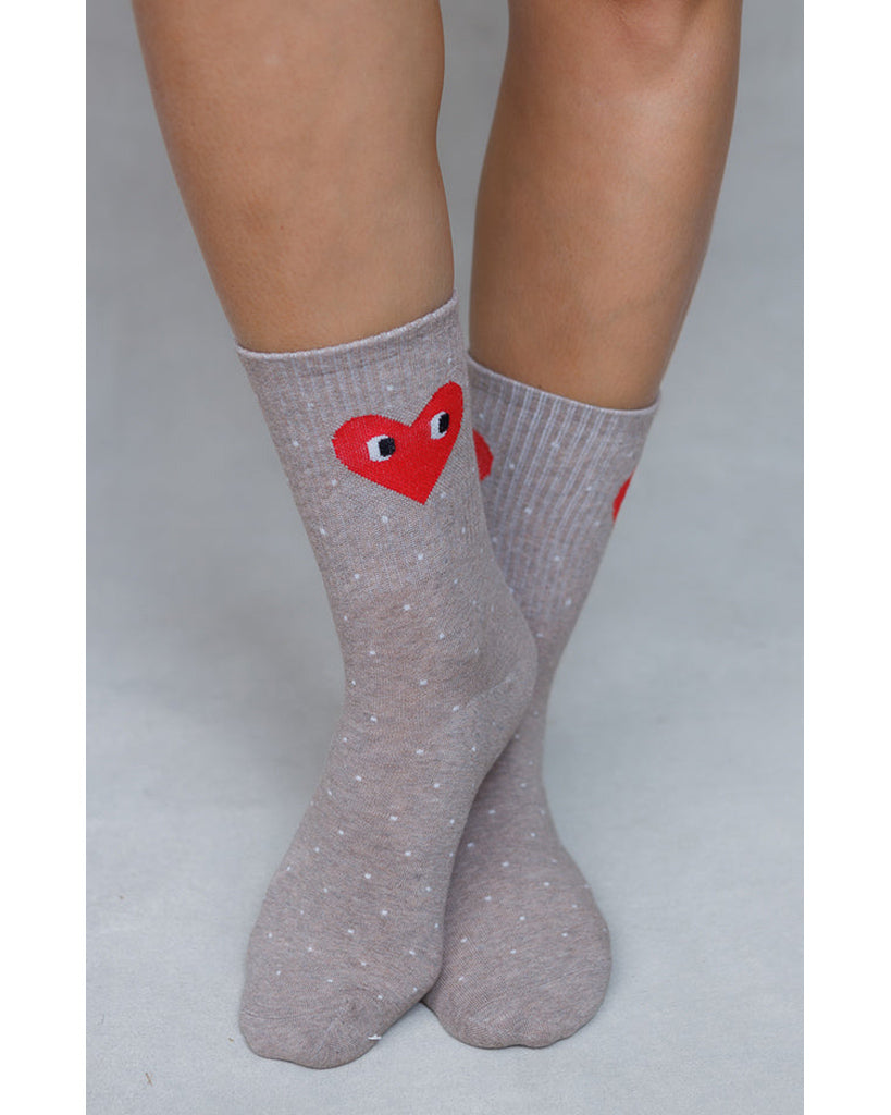 LimLim Polka Heart Socks - Womens - White