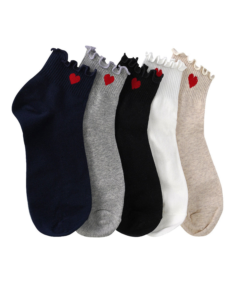 LimLim Short Heart Frilled Socks - P4647S