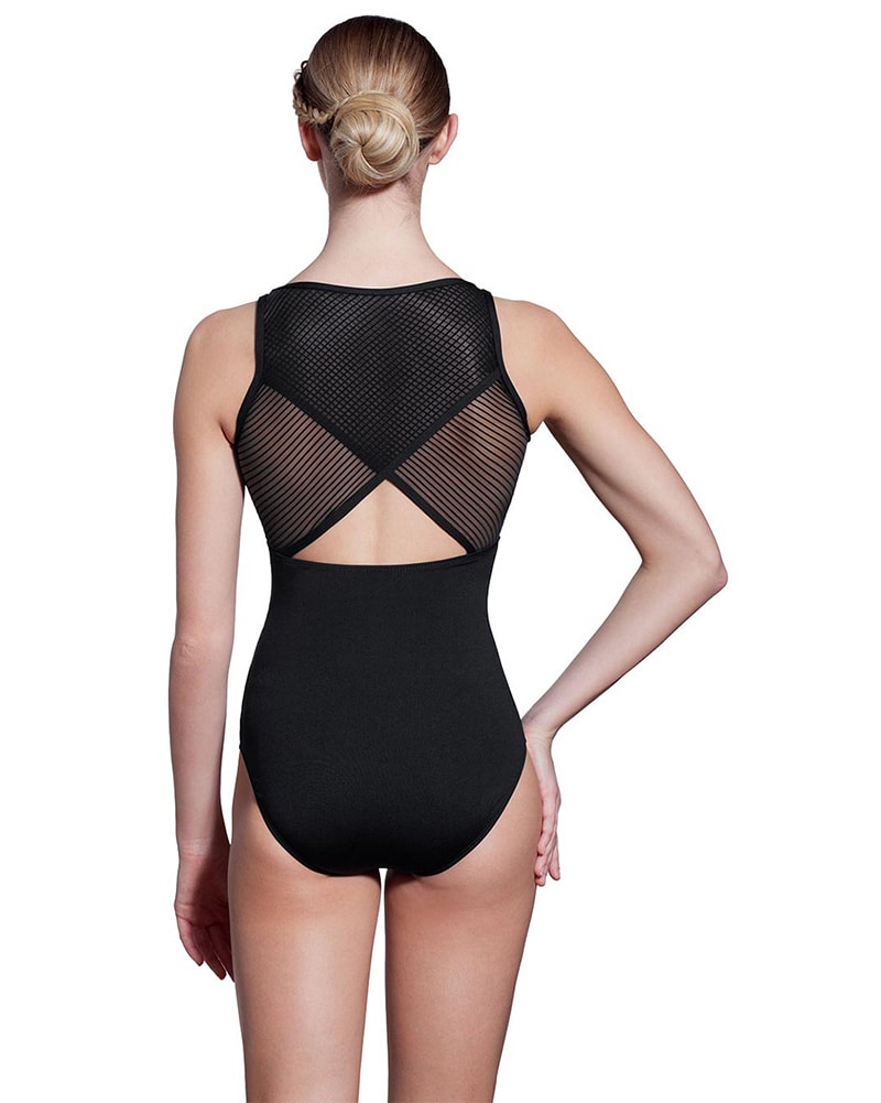 Lulli Dancewear Stephanie Striped Mesh Triangle Cutout Sleeveless Leotard - LUF442 Womens - Dancewear - Bodysuits &amp; Leotards - Dancewear Centre Canada