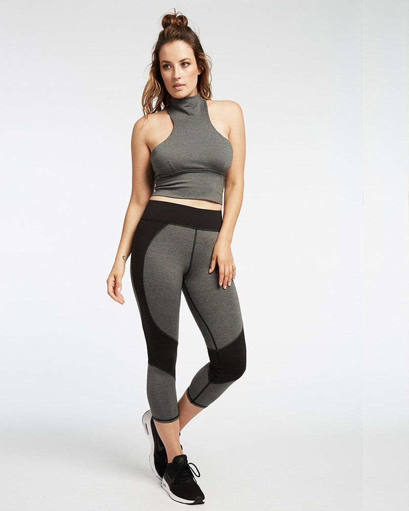 Michi Impulse Crop Legging - Womens - Grey/Black - Activewear - Bottoms - Dancewear Centre Canada