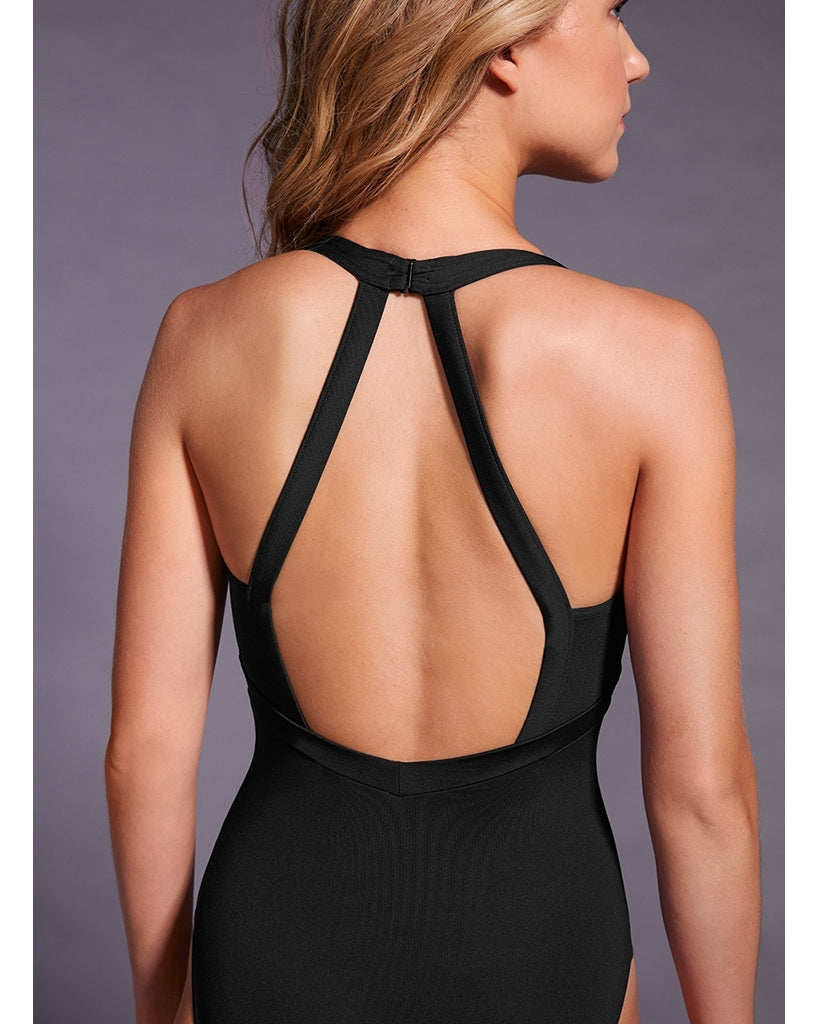 Mirella Black Label V-Neck Open Halter Back Camisole Leotard - MB7227 Womens - Dancewear - Bodysuits &amp; Leotards - Dancewear Centre Canada