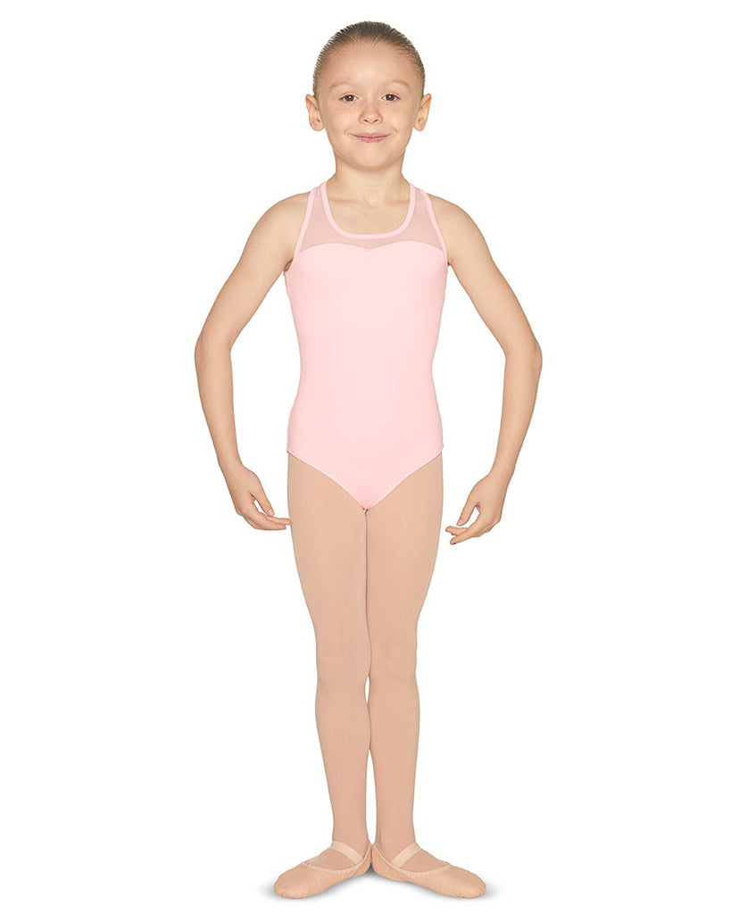 Mirella Diamante Mesh Cross Back Tank Leotard - M452C Girls - Dancewear - Bodysuits &amp; Leotards - Dancewear Centre Canada