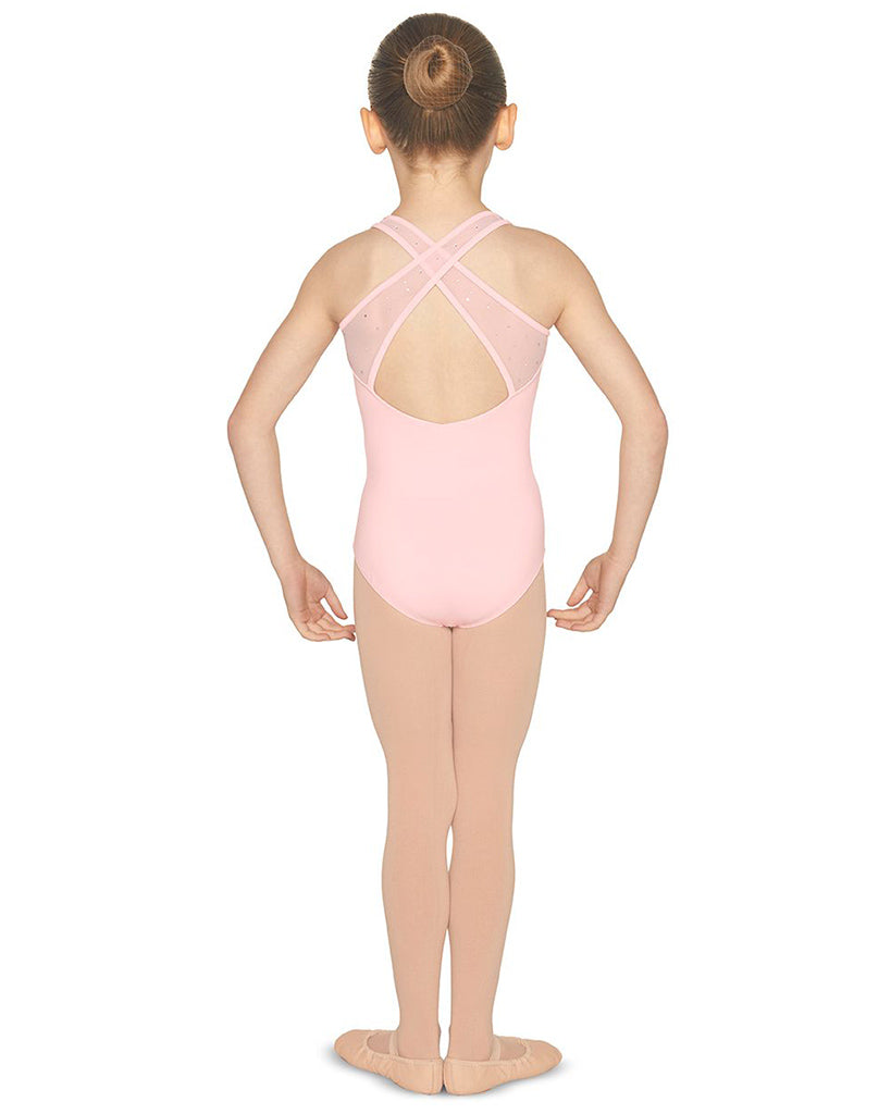 Mirella Diamante Mesh Cross Back Tank Leotard - M452C Girls - Dancewear - Bodysuits &amp; Leotards - Dancewear Centre Canada