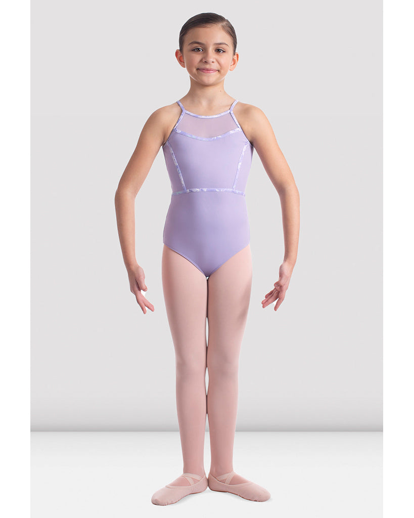 Mirella Jardin Printed Bind Detail Mesh Insert Camisole Leotard - M1235C Girls - Dancewear - Bodysuits &amp; Leotards - Dancewear Centre Canada