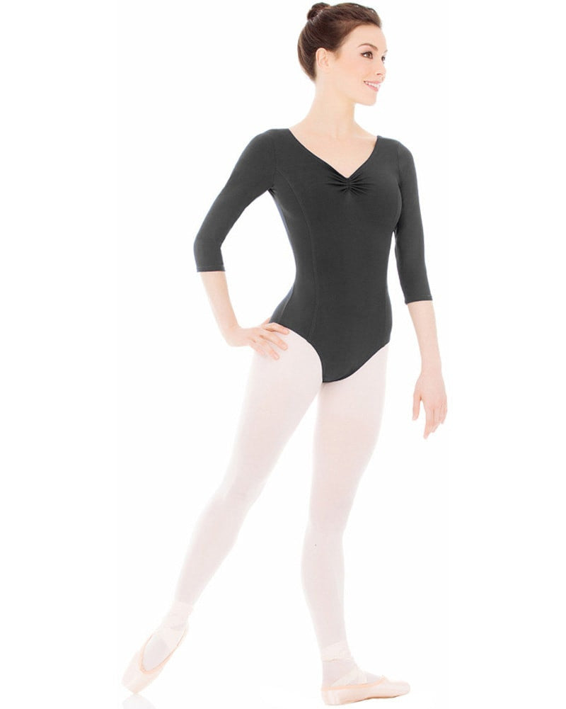 Mondor Dance Matrix 3/4 Sleeve Leotard - 3508 Womens Dancewear - Bodysuits & Leotards Mondor Black Extra Small  Dancewear Centre Canada