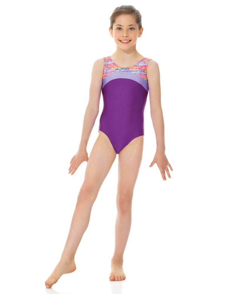 Mondor Combination Contrasting Print Gymnastic Tank Leotard - 27847C Girls - Dancewear - Gymnastics - Dancewear Centre Canada