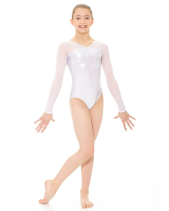 Mondor Metallic Mesh Long Sleeve Gymnastics Leotard - 17890 Girls