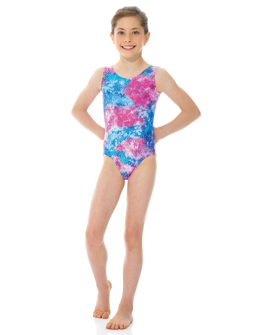 Mondor Metallic Print Gymnastic Tank Leotard - 7822C Girls