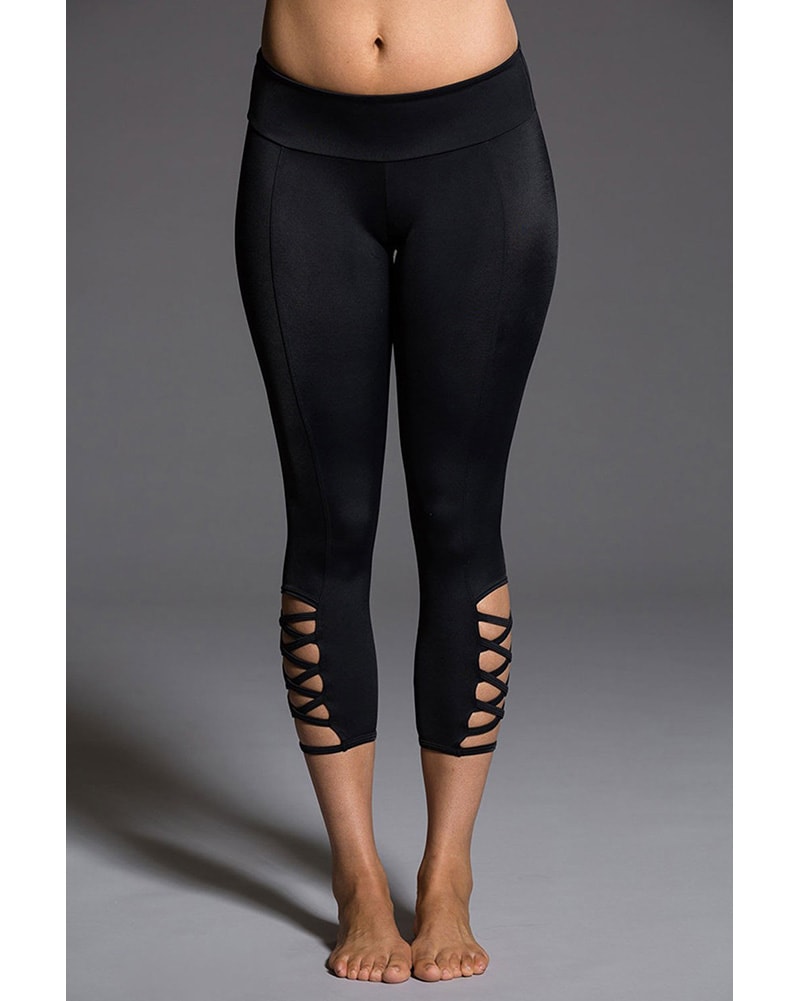 Wide Waistband Crisscross Mesh Panel Leggings