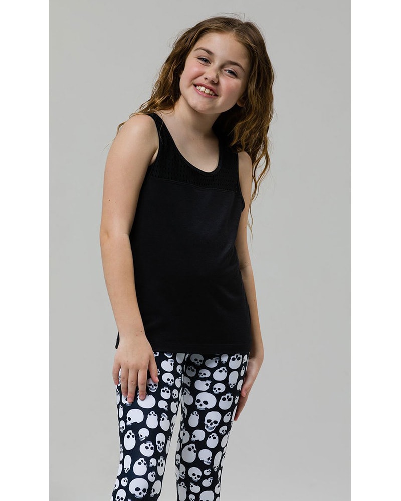 Onzie Youth Peep Tank - 851 Girls - Black - Activewear - Tops - Dancewear Centre Canada