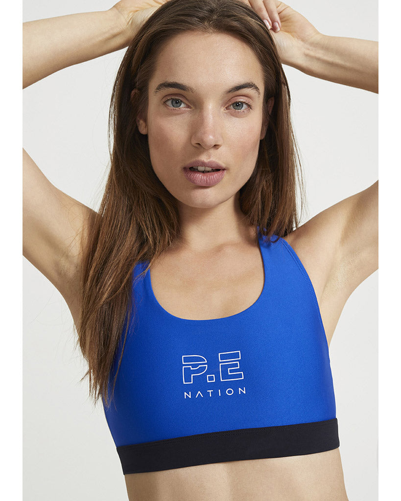 PE Nation Square Up Sports Bra - Womens - Bright Blue - Dancewear Centre