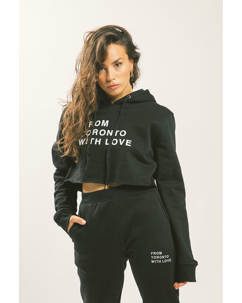 Peace Collective From Toronto With Love Cropped Hoodie - Womens - Black - Activewear - Tops - Dancewear Centre Canada