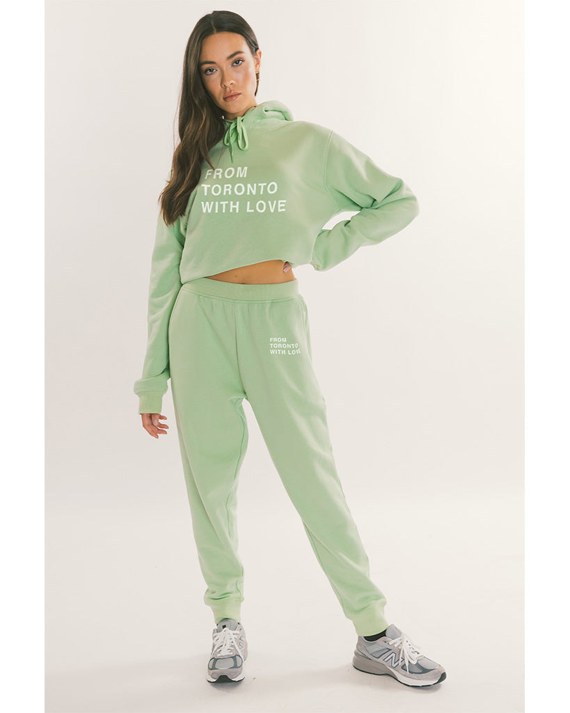 Peace Collective From Toronto With Love Cropped Hoodie - Womens - Pastel Sage - Activewear - Tops - Dancewear Centre Canada