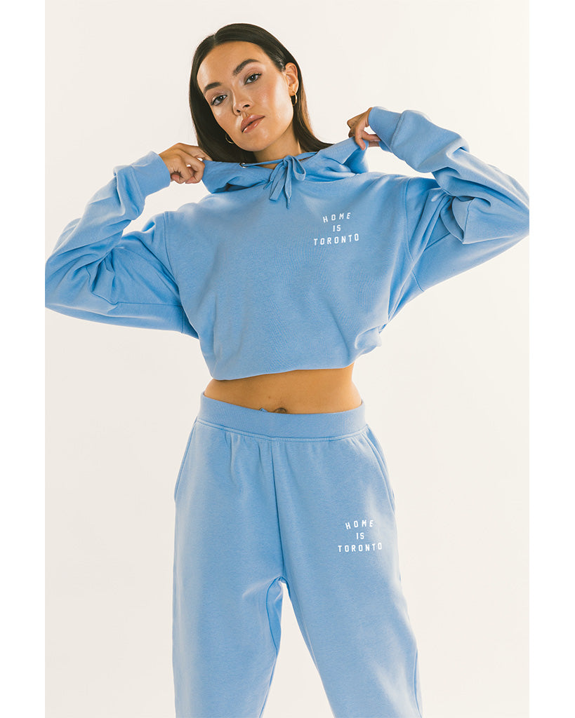 Peace Collective Home is Toronto Crescent Cropped Hoodie - Womens - Vista Blue - Activewear - Tops - Dancewear Centre Canada