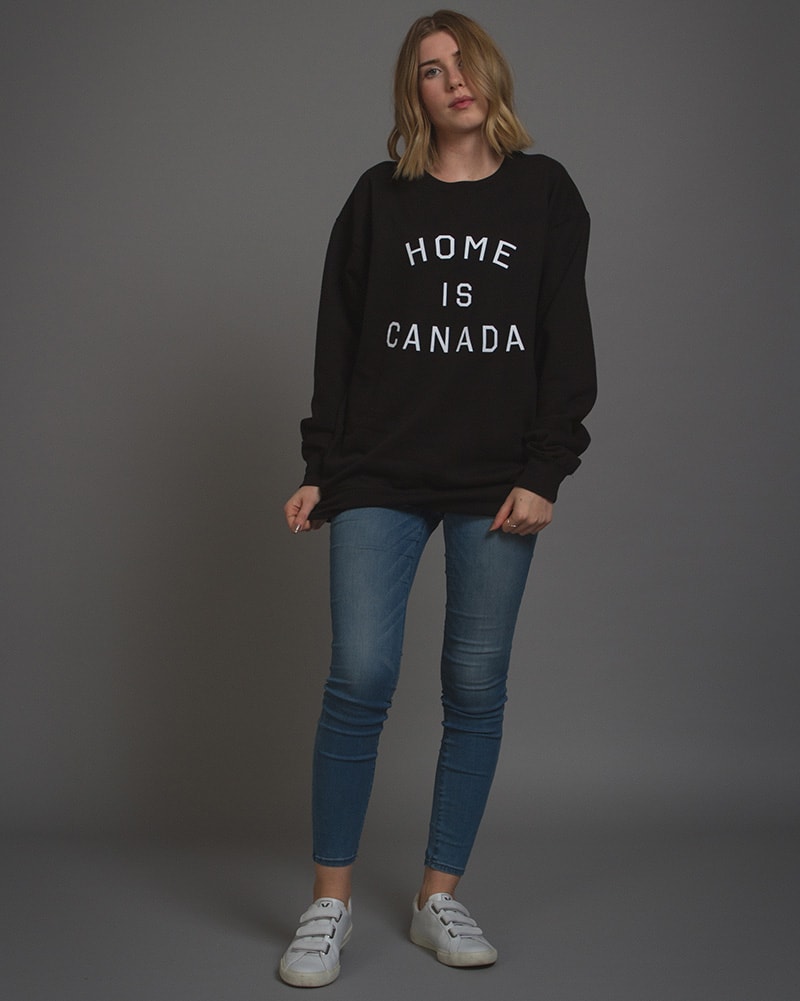 Peace Collective Home Is Canada Crewneck Sweatshirt - Womens - Black - Activewear - Tops - Dancewear Centre Canada