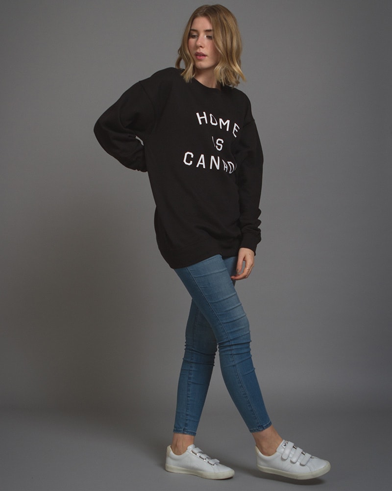 Peace Collective Home Is Canada Crewneck Sweatshirt - Womens - Black - Activewear - Tops - Dancewear Centre Canada