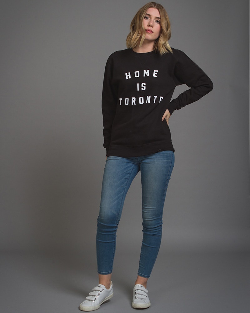Peace Collective Home Is Toronto Varsity Crewneck Sweatshirt - Womens - Black - Activewear - Tops - Dancewear Centre Canada