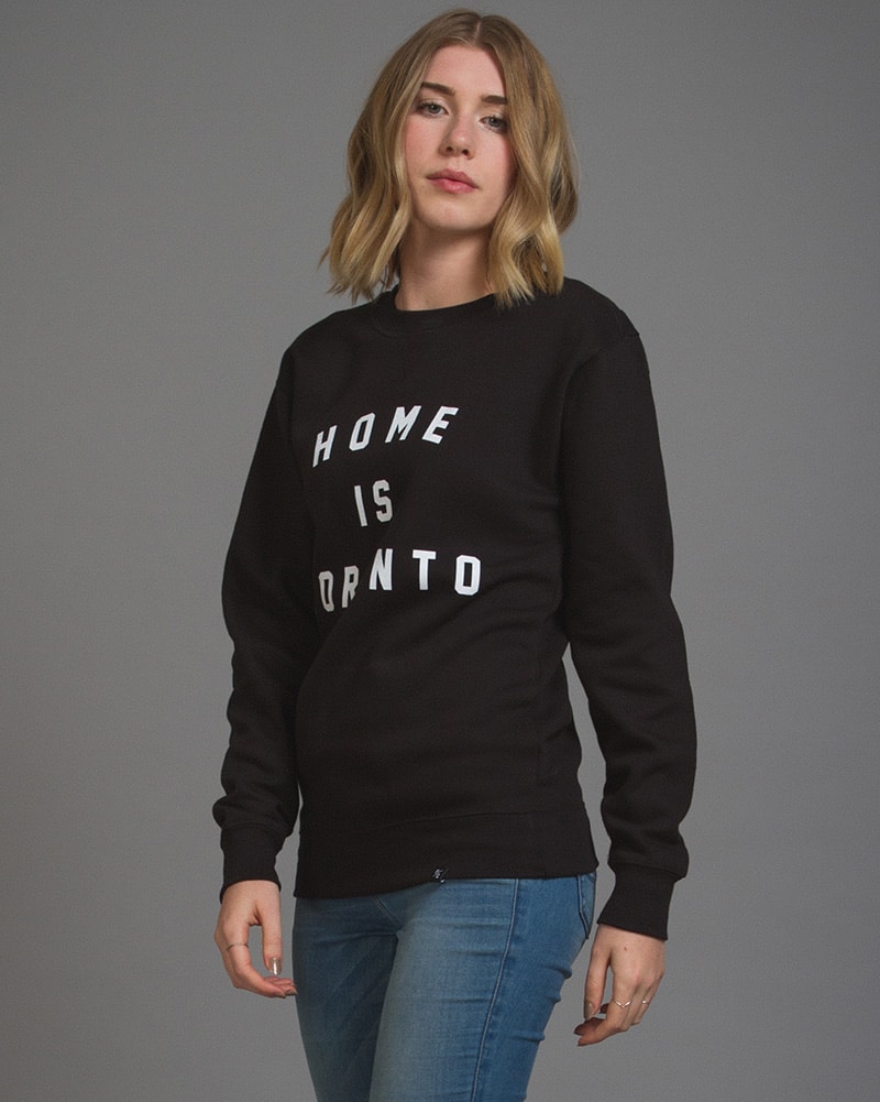 Peace Collective Home Is Toronto Varsity Crewneck Sweatshirt - Womens - Black - Activewear - Tops - Dancewear Centre Canada
