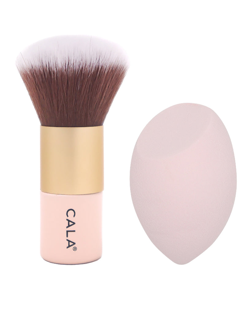 Pineapple Beauty Cala Kabuki Brush and Blending Sponge Set - Pink