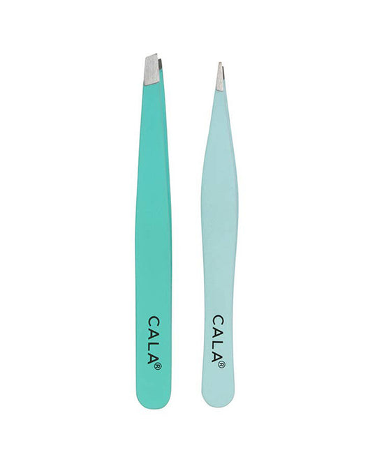 Pineapple Beauty Cala Soft Touch Duo Tweezer Set - Light Blue / Turquoise
