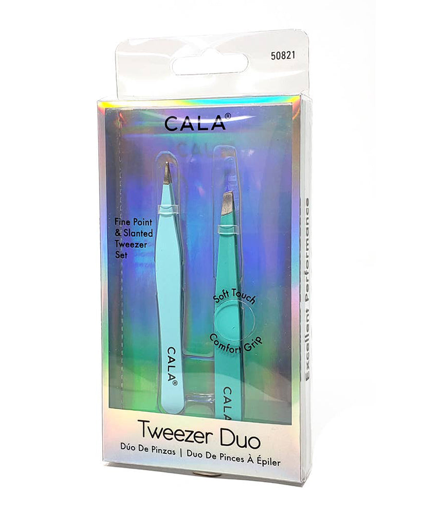 Pineapple Beauty Cala Soft Touch Duo Tweezer Set - Light Blue / Turquoise - Accessories - Makeup - Dancewear Centre Canada