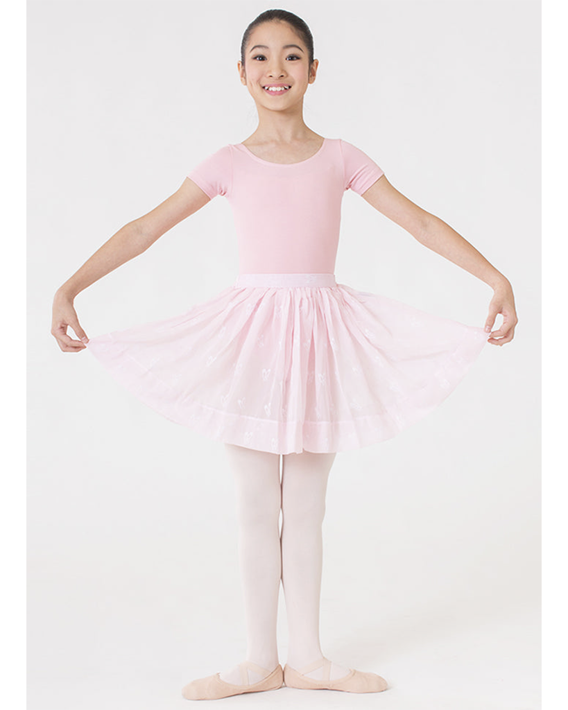 Sonata Chiffon Pull On Ballet Skirt SK03 Girls Pink Slipper Print