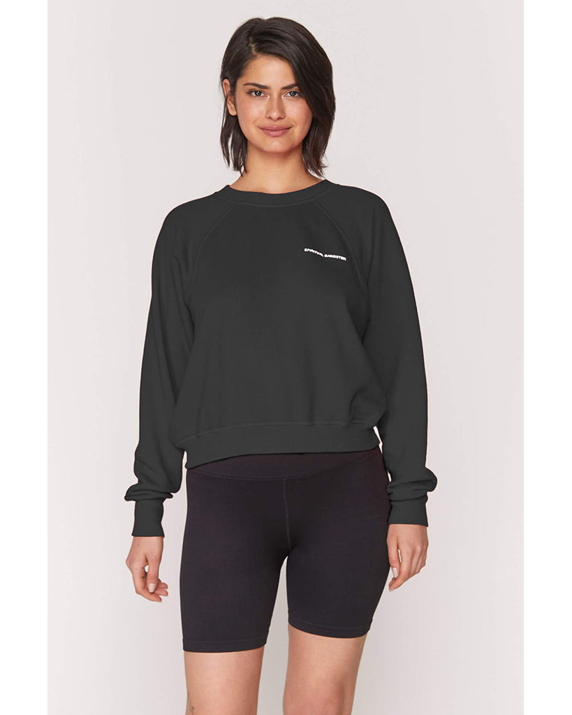 Spiritual Gangster Bridget Raglan Pullover Sweatshirt - FA00417025 - Womens - Vintage Black - Activewear - Tops - Dancewear Centre Canada