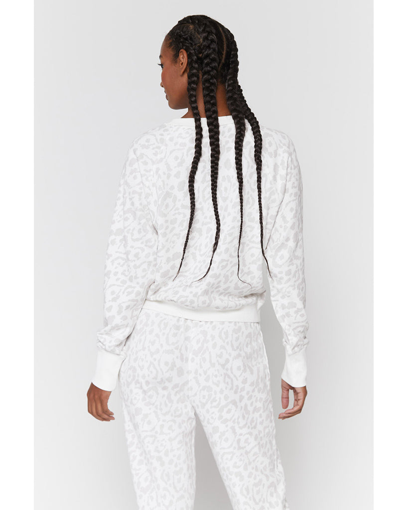 Spiritual Gangster Bridget Raglan Pullover Sweatshirt - Womens - Snow Leopard Print - Activewear - Tops - Dancewear Centre Canada