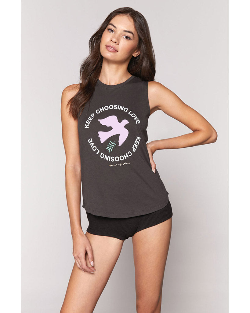 Spiritual Gangster Dove Muscle Tank - SP10411019 - Womens - Vintage Black - Activewear - Tops - Dancewear Centre Canada