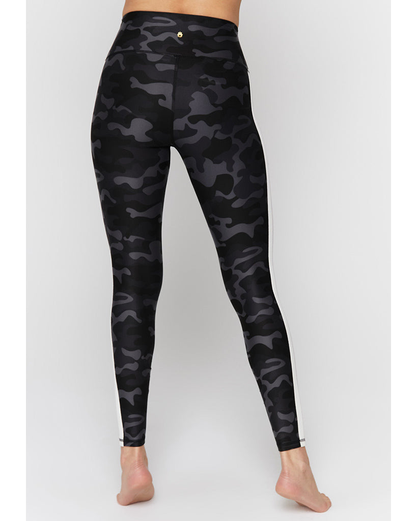 Spiritual Gangster Essential 7/8 High Waist Legging with Stripe - Womens - Black Camo Print - Activewear - Bottoms - Dancewear Centre Canada