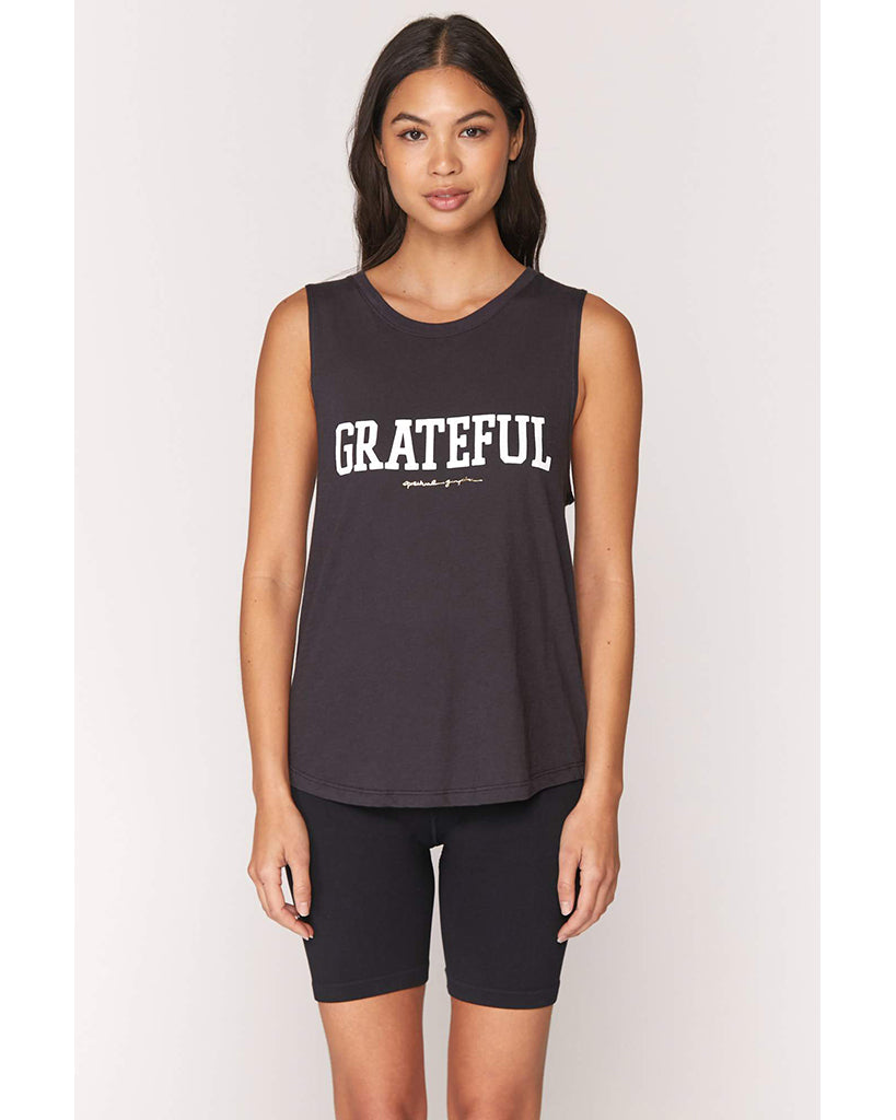 Spiritual Gangster Grateful Muscle Tank - CS0411004 - Womens - Vintage Black - Activewear - Tops - Dancewear Centre Canada