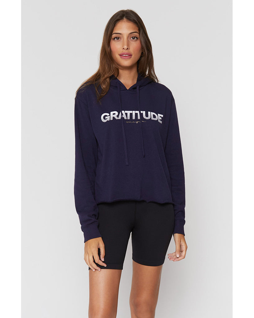 Spiritual Gangster Gratitude Vintage Terry Crop Hoodie - Womens - Night - Activewear - Tops - Dancewear Centre Canada