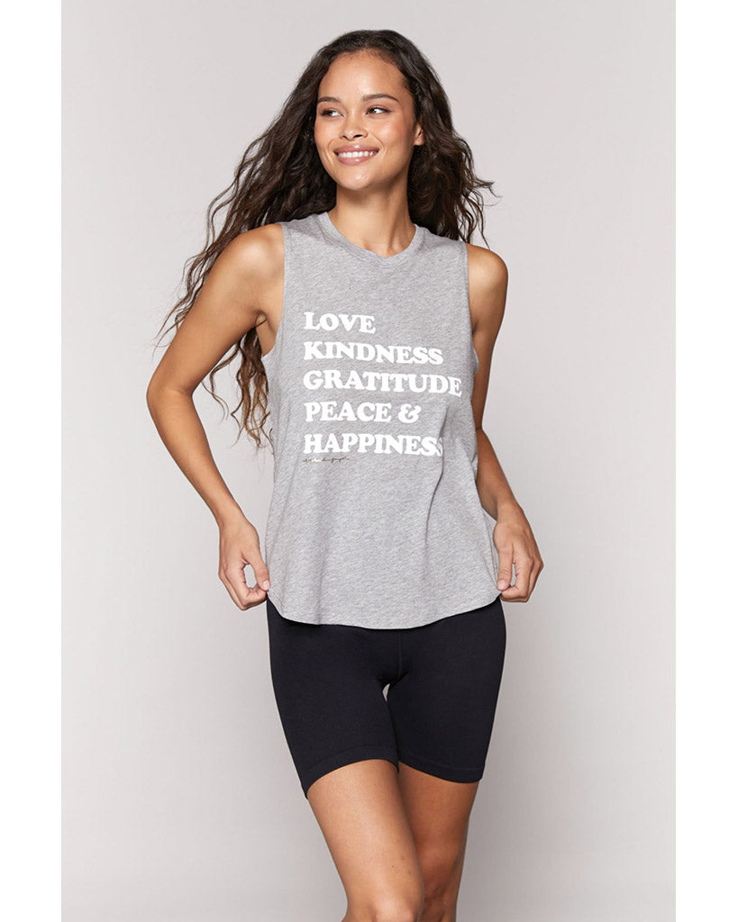 Spiritual Gangster Happiness Muscle Tank - SP10411022 - Womens - Heather Grey - Activewear - Tops - Dancewear Centre Canada