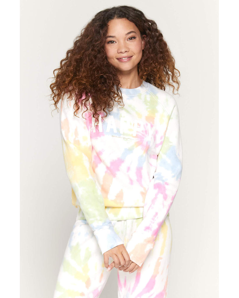 Spiritual Gangster Happy Old School Terry Pullover Sweatshirt - SU10417021 - Womens - Sunny Days Swirl - Activewear - Tops - Dancewear Centre Canada