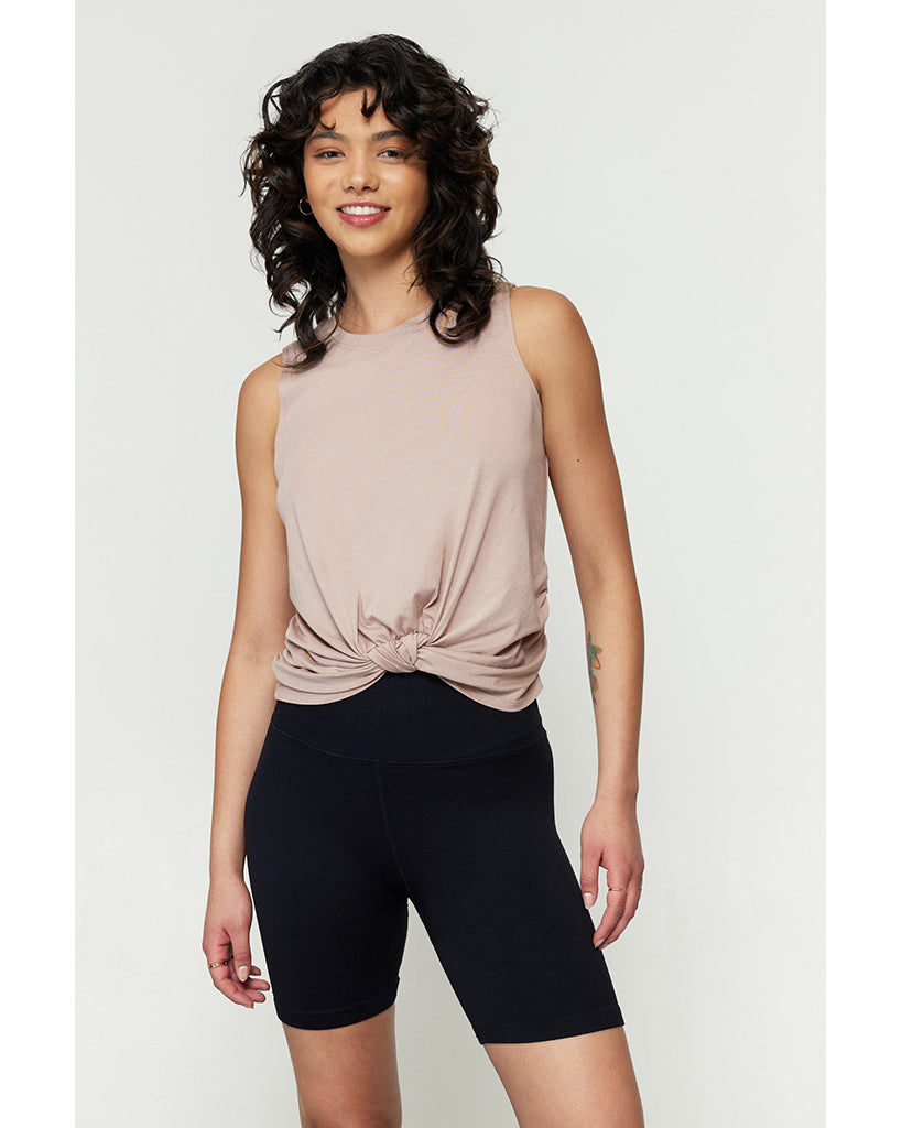 Spiritual Gangster Knotted Muscle Tank - FA20411035 - Womens - Rose Taupe