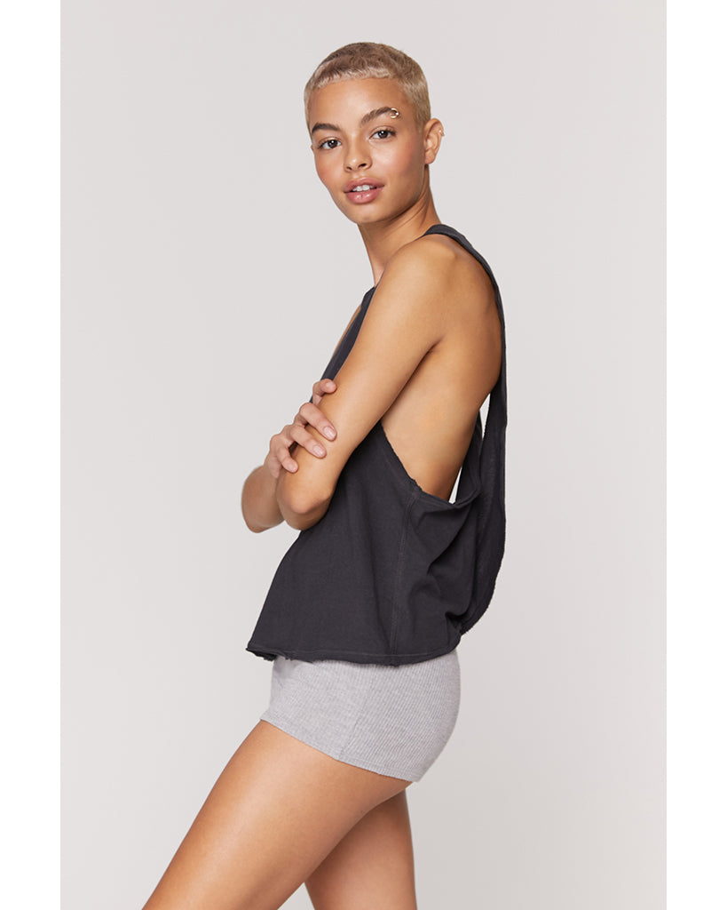 Spiritual Gangster Light Surplice Back Swing Tank - Womens - Vintage Black - Activewear - Tops - Dancewear Centre Canada