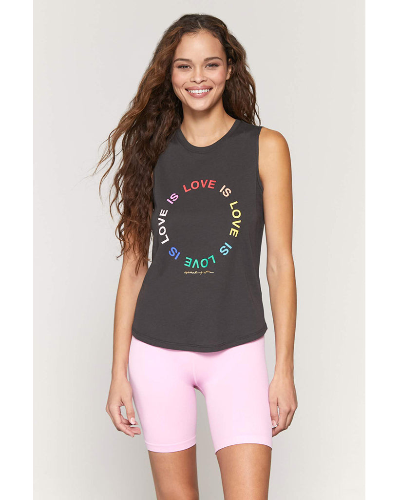 Spiritual Gangster Love is Love Muscle Tank - SU10411067 - Womens - Vintage Black - Activewear - Tops - Dancewear Centre Canada