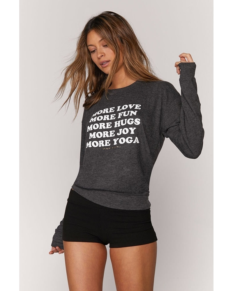 Spiritual Gangster More Love Crewneck Savasana Sweatshirt - Womens - Vintage Black - Activewear - Tops - Dancewear Centre Canada